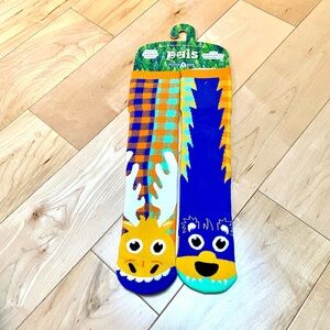 Moose and bear plaid foot friends pals mismatched socks adult large